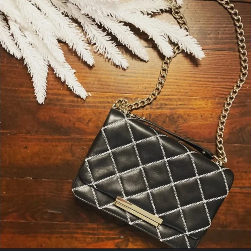 Kate Spade Quilted Black Crossbody with Gold Chain